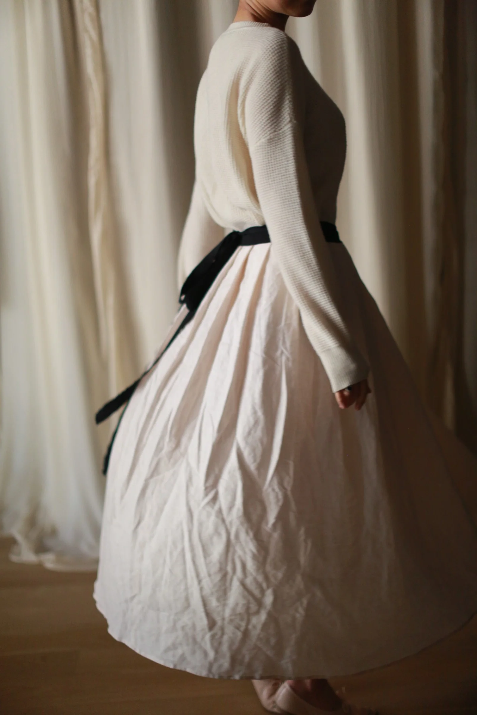 Linen Pleated Wrap Skirt - Image 3