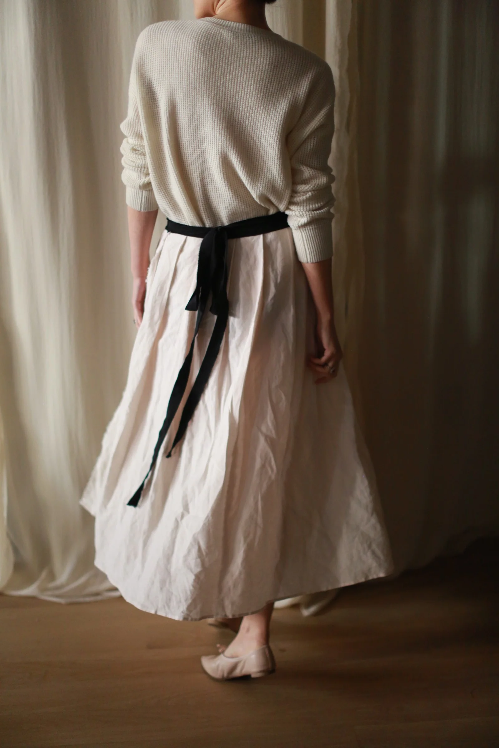 Linen Pleated Wrap Skirt - Image 4