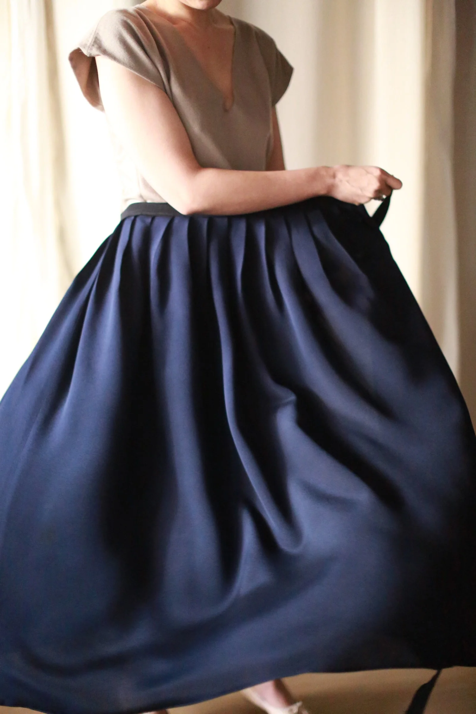 Silk Pleated Wrap Skirt - Image 3