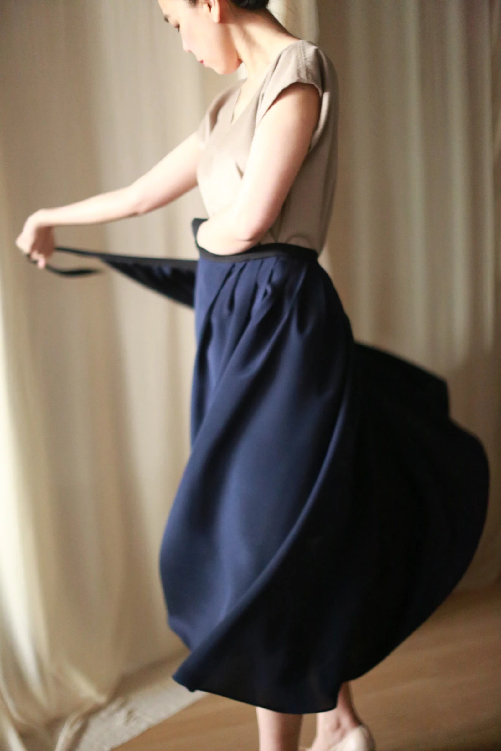 Silk Pleated Wrap Skirt - Image 4